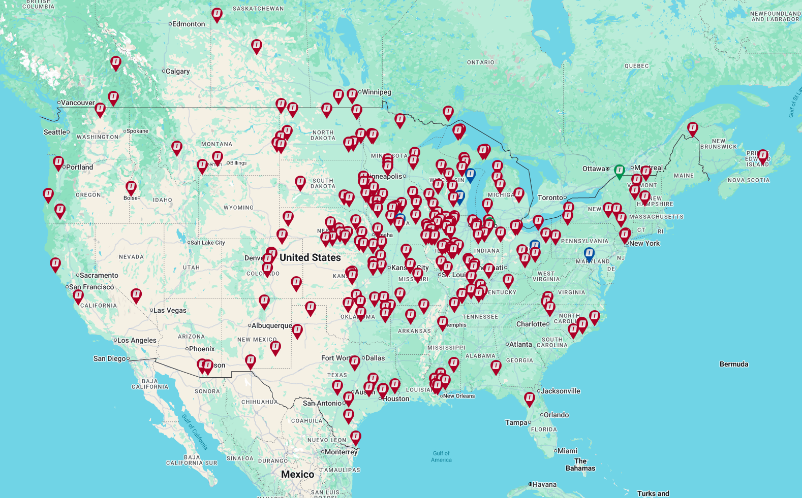 Map of deliveries